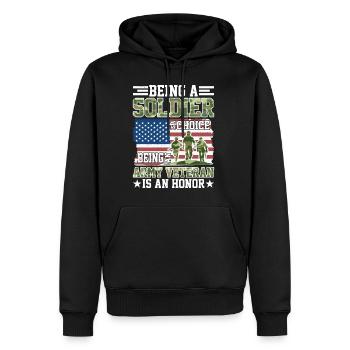 Being A Soldier Is A Choice 5 - Men’s Premium Organic Hoodie - black - Front - Nico (187cm)