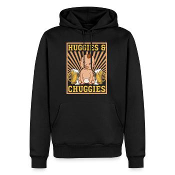 Huggies & Chuggies 28 - Sweat à capuche Premium bio Homme - noir - Devant - Nico (187cm)