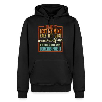 Je n’ai pas perdu la tête, il s’est juste égaré 7 - Sweat à capuche Premium bio Homme - noir - Devant - Nico (187cm)