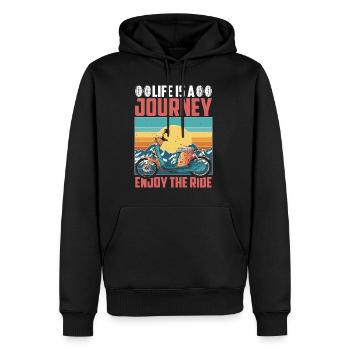 La vie est un voyage, profitez de la balade 7 - Sweat à capuche Premium bio Homme - noir - Devant - Nico (187cm)