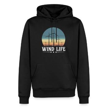 Wind Life Shirt Cadeau Éoliennes - Sweat à capuche Premium bio Homme - noir - Devant - Nico (187cm)