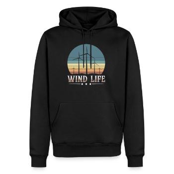 Wind Life Shirt Cadeau Éoliennes - Sweat à capuche Premium bio Homme - noir - Devant - Nico (187cm)