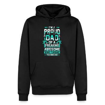 Je suis le fier papa d’un père technicien d’éoliennes - Sweat à capuche Premium bio Homme - noir - Devant - Nico (187cm)