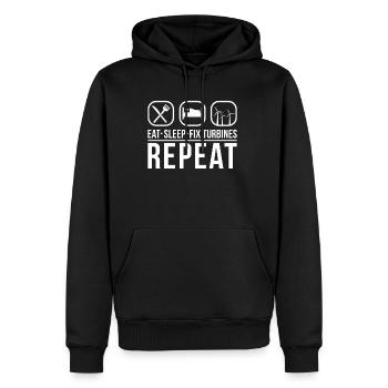 Manger Sleep Fix Turbines Répéter Technicien d’éolienne - Sweat à capuche Premium bio Homme - noir - Devant - Nico (187cm)