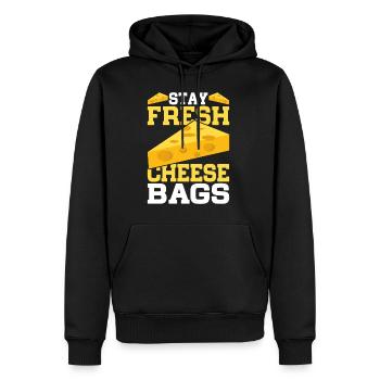 Stay Fresh Cheese Bags 41 - Sweat à capuche Premium bio Homme - noir - Devant - Nico (187cm)