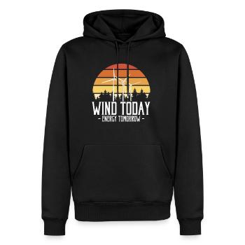 Wind Today Energy Tomorrow Shirt Cadeau - Sweat à capuche Premium bio Homme - noir - Devant - Nico (187cm)