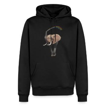 Elefant mit Regenbogen - Eli - Afrika - Männer Premium Bio Hoodie - Schwarz - Vorne - Nico (187cm)