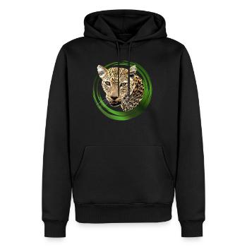 Leopard - Raubkatze - Katze - Afrika - Safari - Männer Premium Bio Hoodie - Schwarz - Vorne - Nico (187cm)