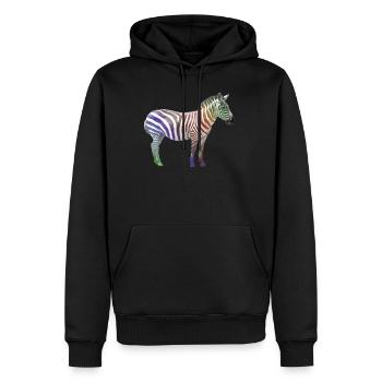 Zebra Regenbogen - Zebra Wildtier in Afrika - Männer Premium Bio Hoodie - Schwarz - Vorne - Nico (187cm)