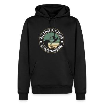 All I Need Is Jesus And Skimboarding - Männer Premium Bio Hoodie - Schwarz - Vorne - Nico (187cm)