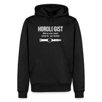 Chemise d’horlogerie Cadeau Horloger - Sweat à capuche Premium bio Homme - noir - Devant - Nico (187cm)
