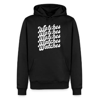 Vintage Retro Watches Uhren - Männer Premium Bio Hoodie - Schwarz - Vorne - Nico (187cm)