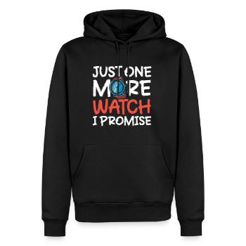 Just One More Watch I Promise - Männer Premium Bio Hoodie - Schwarz - Vorne - Nico (187cm)
