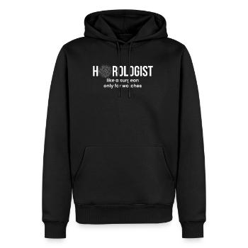 Chemise d’horlogerie Cadeau Horloger - Sweat à capuche Premium bio Homme - noir - Devant - Nico (187cm)