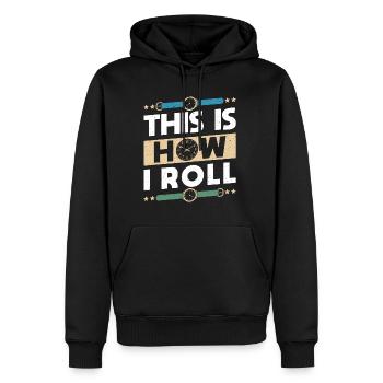Voici comment je roule montre cadeau de chemise collector - Sweat à capuche Premium bio Homme - noir - Devant - Nico (187cm)