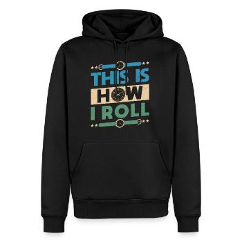Voici comment je roule montre cadeau de chemise collector - Sweat à capuche Premium bio Homme - noir - Devant - Nico (187cm)