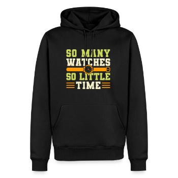So Many Watches So Little Time - Männer Premium Bio Hoodie - Schwarz - Vorne - Nico (187cm)