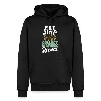 Eat Sleep Collect Watches Repeat - Männer Premium Bio Hoodie - Schwarz - Vorne - Nico (187cm)