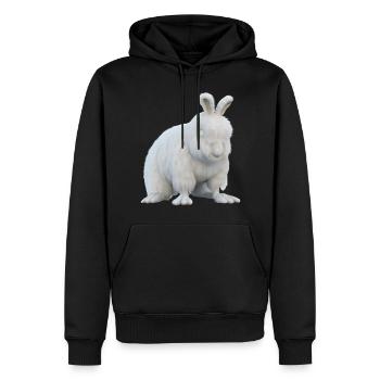 Lapin Angora moelleux - Sweat à capuche Premium bio Homme - noir - Devant - Nico (187cm)
