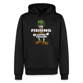 The Fishing Leprechaun St Patrick's Day - Men’s Premium Organic Hoodie - black - Front - Nico (187cm)