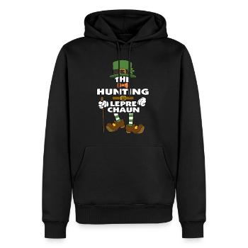 The Hunting Leprechaun St Patrick's Day - Men’s Premium Organic Hoodie - black - Front - Nico (187cm)