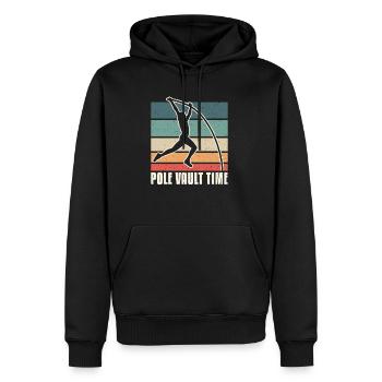 Vintage Retro Pole Vault Time Gift - Sweat à capuche Premium bio Homme - noir - Devant - Nico (187cm)