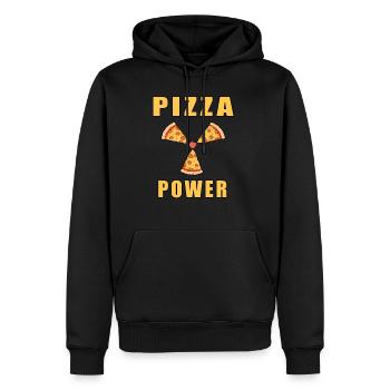 Puissance de la pizza - Sweat à capuche Premium bio Homme - noir - Devant - Nico (187cm)