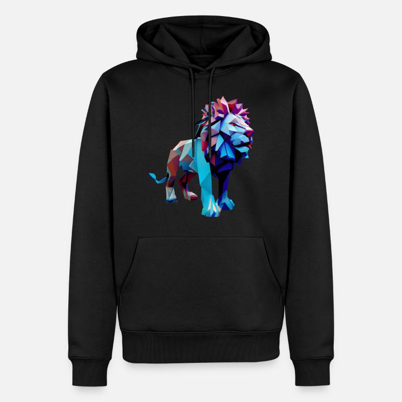 Polygon Löwen - Männer Premium Bio Hoodie - Schwarz