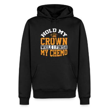 Tenez ma couronne pendant que je termine ma chimio 56 - Sweat à capuche Premium bio Homme - noir - Devant - Nico (187cm)
