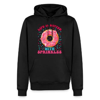 Life Is Better With Sprinkles 15 - Men’s Premium Organic Hoodie - black - Front - Nico (187cm)