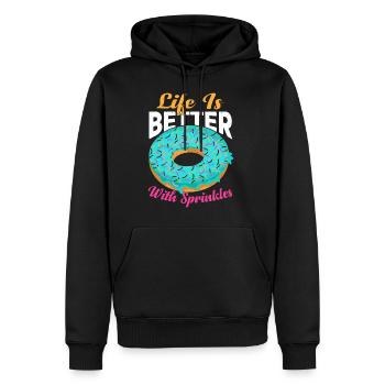 Life Is Better With Sprinkles 16 - Men’s Premium Organic Hoodie - black - Front - Nico (187cm)