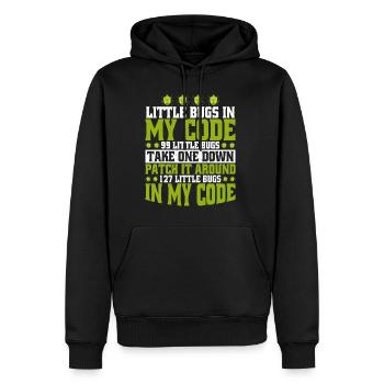 99 little Bugs in my Code 5 - Männer Premium Bio Hoodie - Schwarz - Vorne - Nico (187cm)