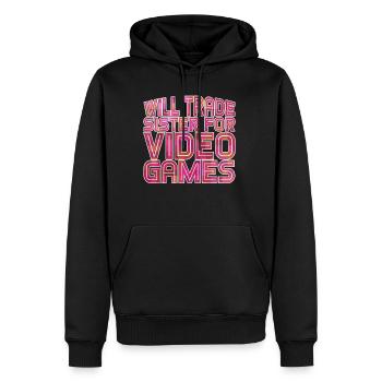 Will Trade Sister For Video Games 22 - Männer Premium Bio Hoodie - Schwarz - Vorne - Nico (187cm)