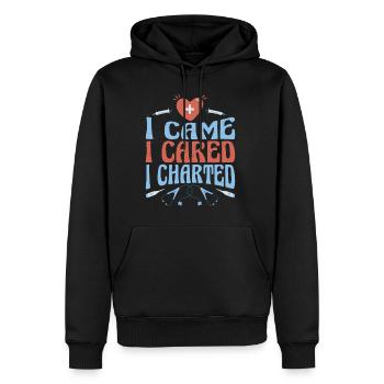 I Came I Cared I Charted 3 - Men’s Premium Organic Hoodie - black - Front - Nico (187cm)