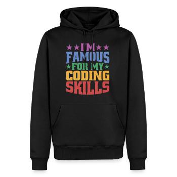 I'm Famous For My Coding Skills - Men’s Premium Organic Hoodie - black - Front - Nico (187cm)