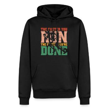 Plus vite vous courez, plus vite vous avez terminé 2 - Sweat à capuche Premium bio Homme - noir - Devant - Nico (187cm)