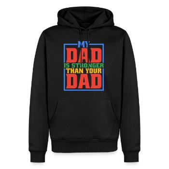 Mon père est plus fort que ton père 6 - Sweat à capuche Premium bio Homme - noir - Devant - Nico (187cm)