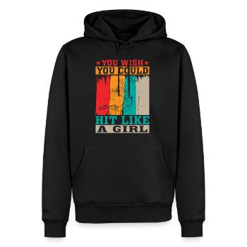 You Wish You Could Hit Like A Girl - Männer Premium Bio Hoodie - Schwarz - Vorne - Nico (187cm)
