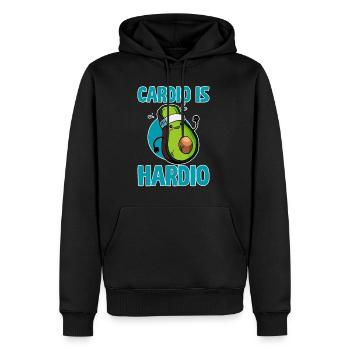 Cardio Is Hardio 4 - Männer Premium Bio Hoodie - Schwarz - Vorne - Nico (187cm)