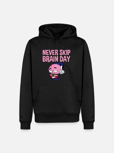Never Skip Brain Day 2 - Men’s Premium Organic Hoodie - black