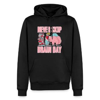 Ne sautez jamais le cerveau Jour 4 - Sweat à capuche Premium bio Homme - noir - Devant - Nico (187cm)