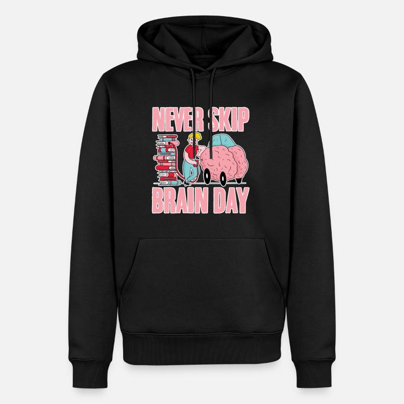 Never Skip Brain Day 4 - Männer Premium Bio Hoodie - Schwarz