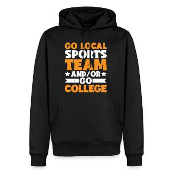 Go Local Sports Team And/Or Go College 15 - Männer Premium Bio Hoodie - Schwarz - Vorne - Nico (187cm)