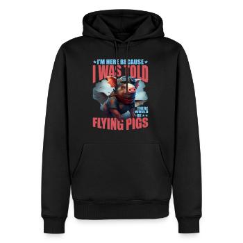 On m’a dit qu’il y aurait des cochons volants 18 - Sweat à capuche Premium bio Homme - noir - Devant - Nico (187cm)