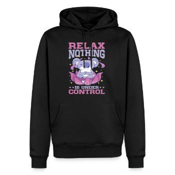 Relax, Nothing Is Under Control 29 - Men’s Premium Organic Hoodie - black - Front - Nico (187cm)