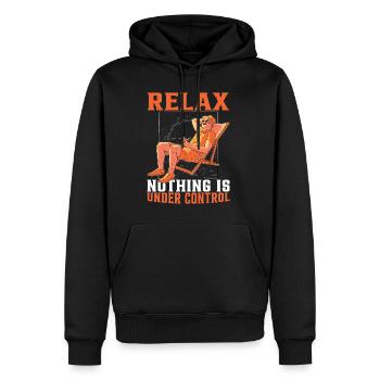 Relax, Nothing Is Under Control 30 - Men’s Premium Organic Hoodie - black - Front - Nico (187cm)