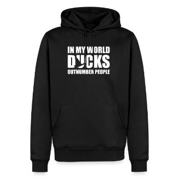 Dans mon monde Cadeau de chemise de chasse aux canards - Sweat à capuche Premium bio Homme - noir - Devant - Nico (187cm)