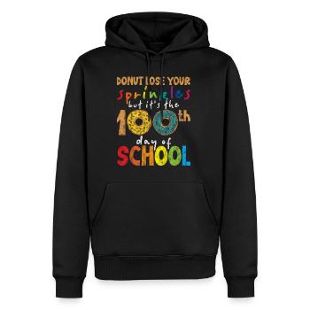 Donut Perdez vos paillettes 100e jour d’école 3 - Sweat à capuche Premium bio Homme - noir - Devant - Nico (187cm)