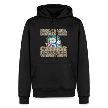 Je n’ai pas de problème avec les casinos 4 - Sweat à capuche Premium bio Homme - noir - Devant - Nico (187cm)