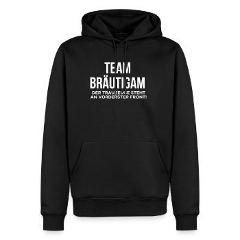 Team Bräutigam Shirt Geschenk - Männer Premium Bio Hoodie - Schwarz - Vorne - Nico (187cm)